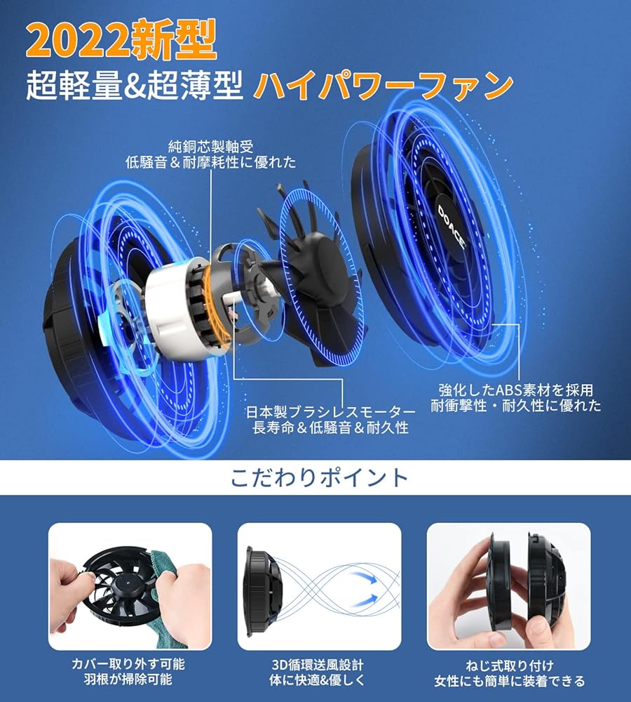 Amazon.co.jp: [DOACE] ファン付きベスト セット 12V高出力